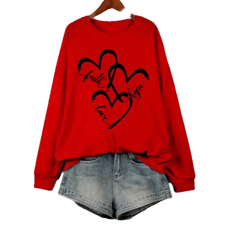 Kvindernes sweatshirt med romantisk hjertemotiv og inspirerende print Stilla