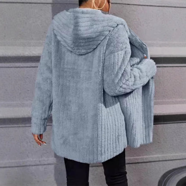 Dame fleecejakke med struktureret design og hyggelig hættekrave Stilla