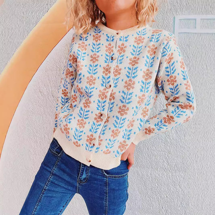 Kvinder hyggelig cardigan med blomster mønstre Stilla