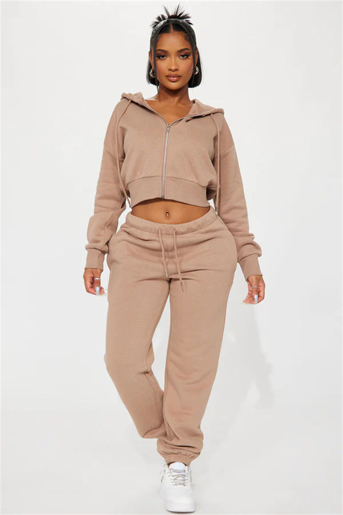 Dame afslappet hoodie- og joggingbukser-sæt med justerbar talje Stilla