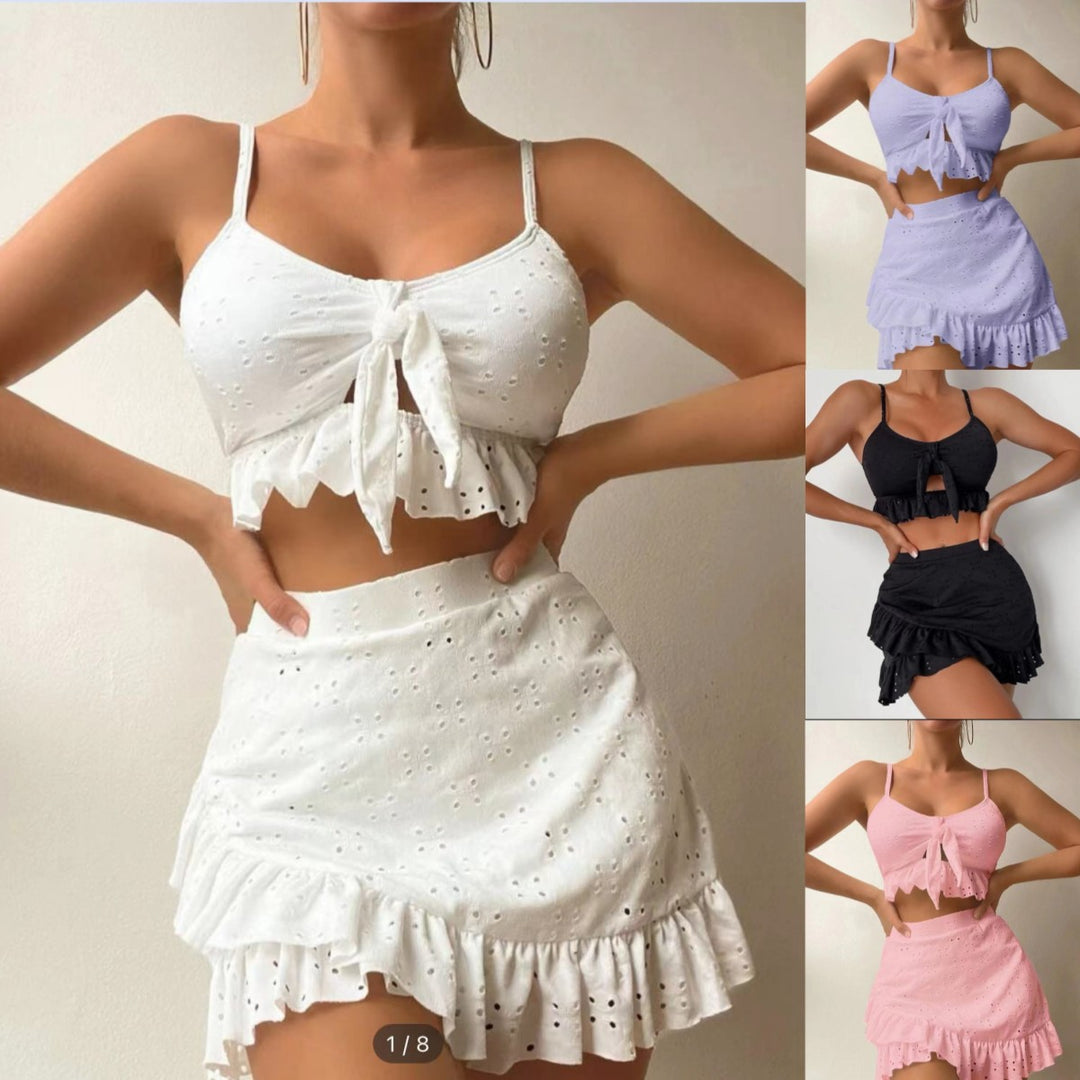 Dame Crop-Top og Rüschenshort Sæt Skovae