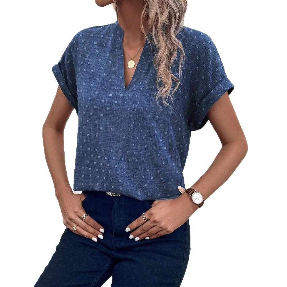 Dame Kortærmet Blusenshirt med moderne detaljer Stilla