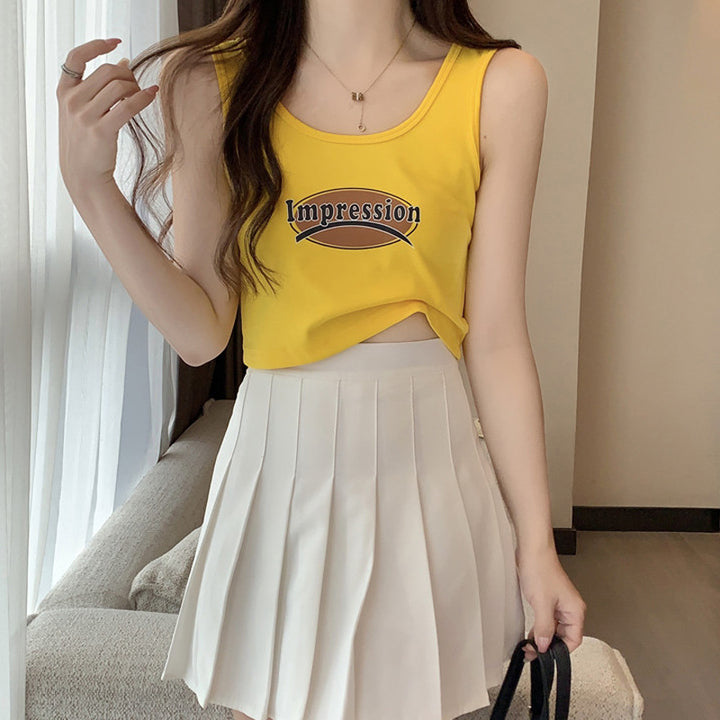 Dame Casual Cropped Graphic Tank Top Stilla