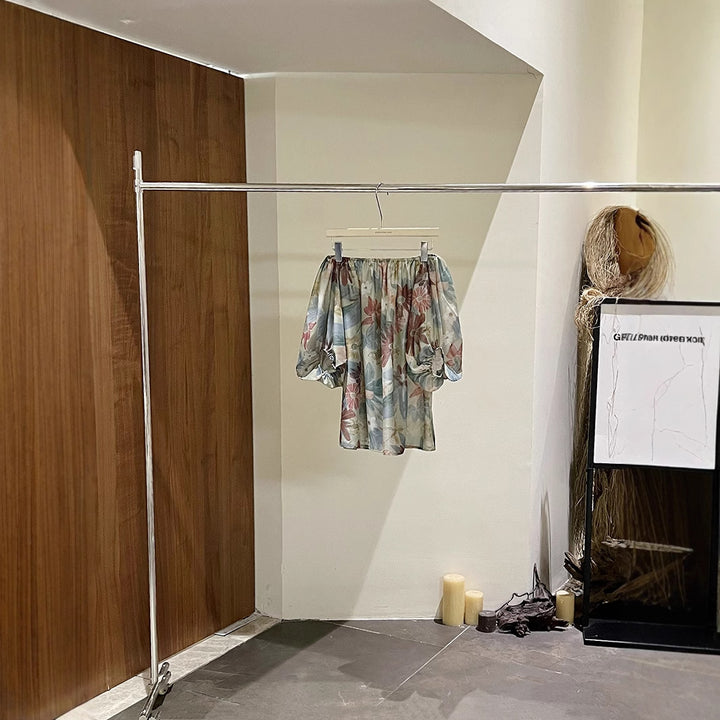 Dame luftig blomstershirt med elastisk liv Stilla