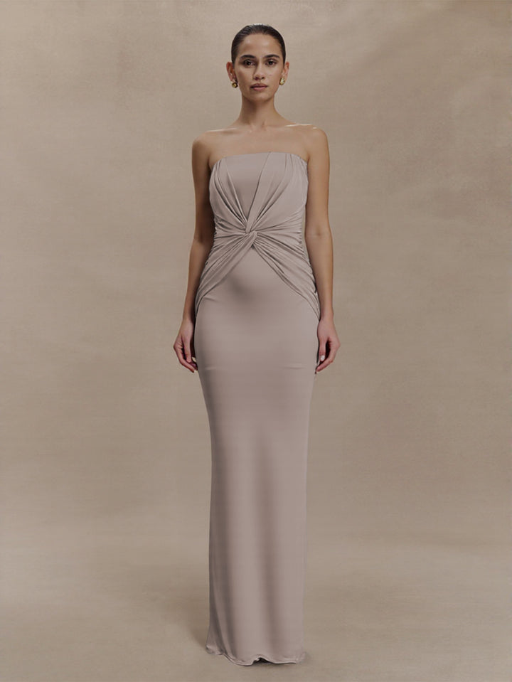Dame Elegant Minimalistisk Aftenkjole med Draperinger Skovae