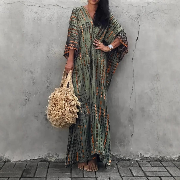 Dame Kaftan Kjole med moderne Aloha-mønster og luftig pasform Stilla