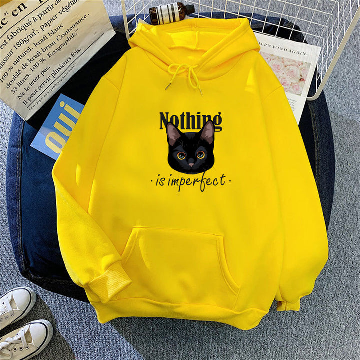 Women's Cozy Hoodie with Artistic Cat Design Skovae