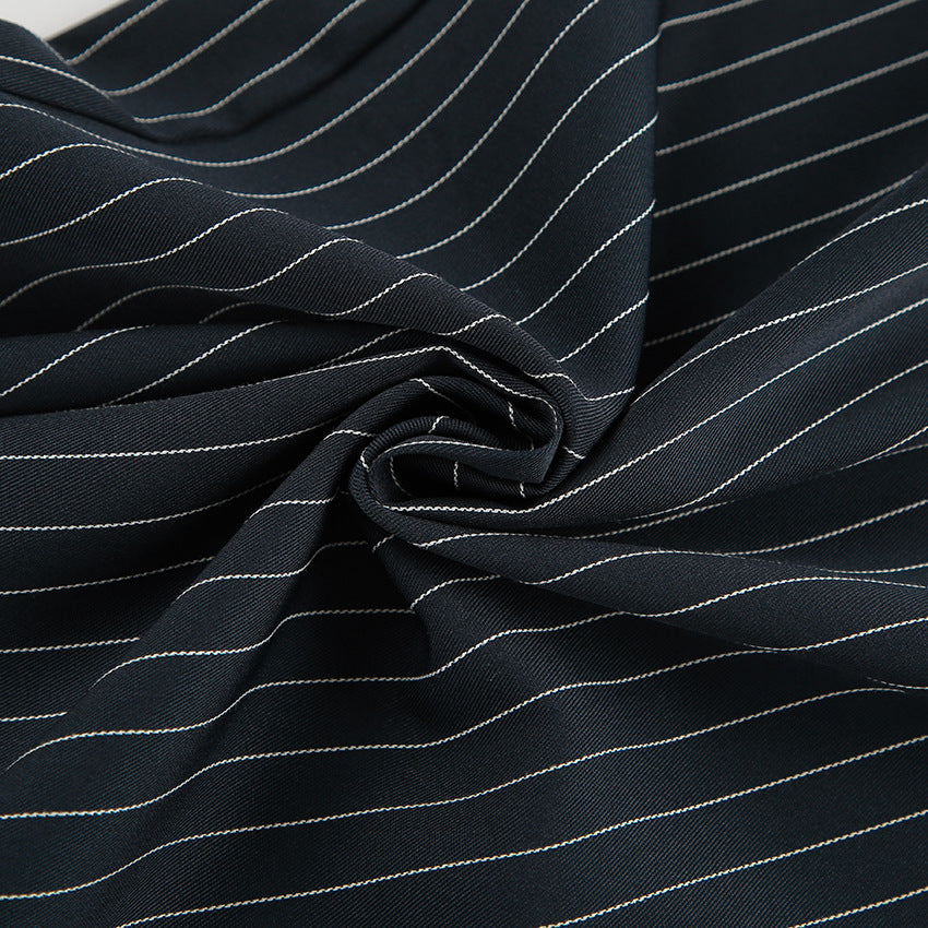 Dame Bredsnit Bukser med Nålstriber og Elegant Pleats Stilla