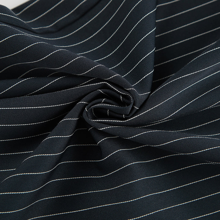 Dame Bredsnit Bukser med Nålstriber og Elegant Pleats Stilla