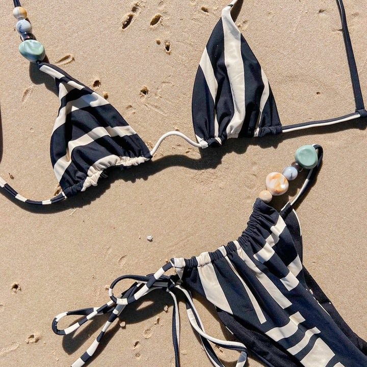 Dame Triangle-Bikini med stilfulde perleaccentuer og justerbare stropper Stilla