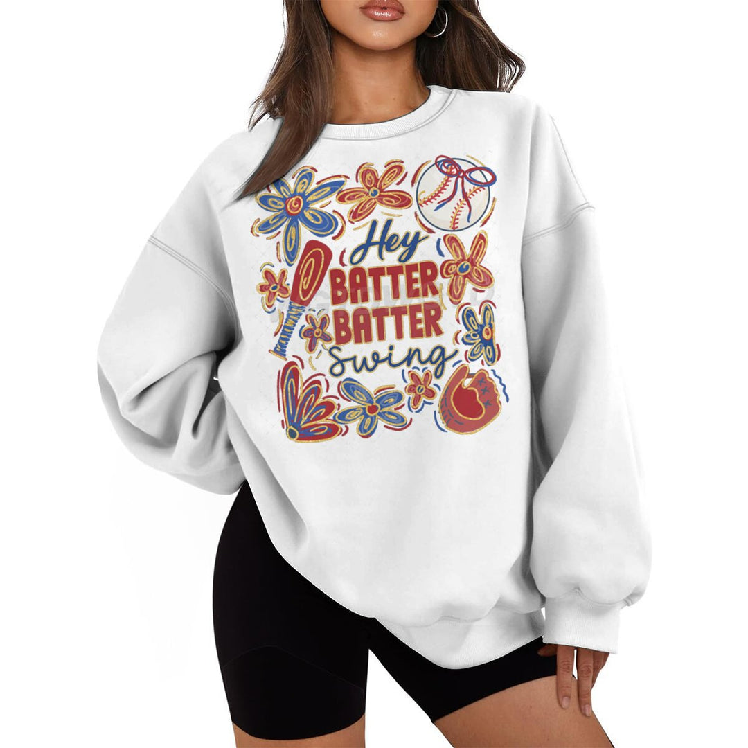 Dame sweatshirts med kreativ baseballmotiv og afslappet snit Stilla