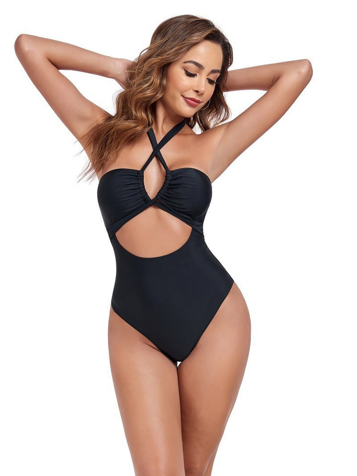 Dame one-piece badeshorts med trendy cut-outs og sporty design Stilla