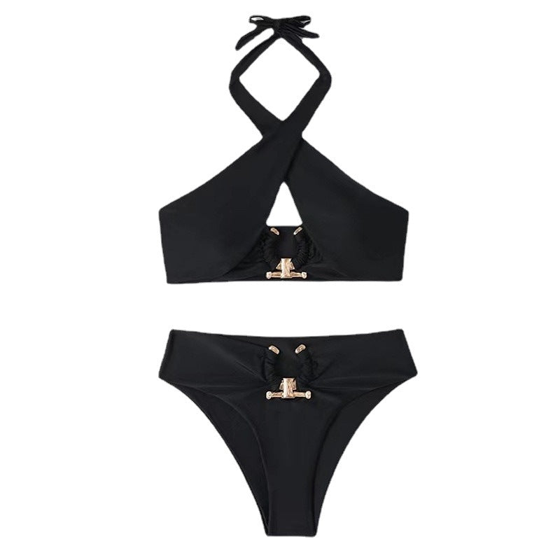 Femme Stylishes Halter-Neck Bikini-Sæt med unik lukning Stilla