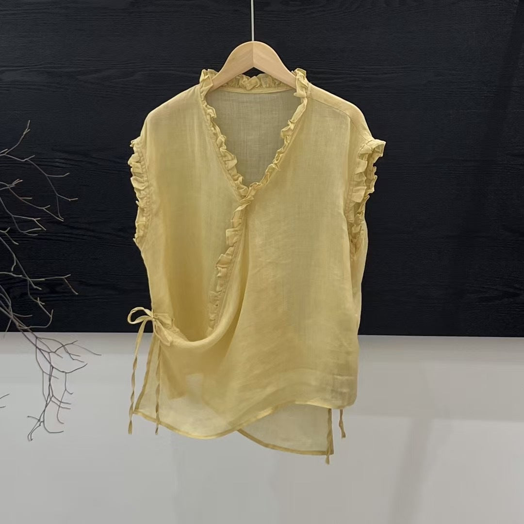 Femme Blød Rynke Indpakningsbluse Stilla