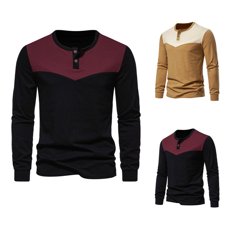 Herrer stilfuld kontrastpanel langærmet henley-shirt Stilla