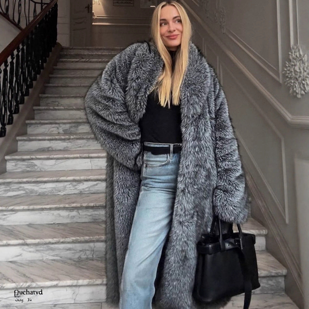 Dame Oversized Künstpelsfrakke Stilla