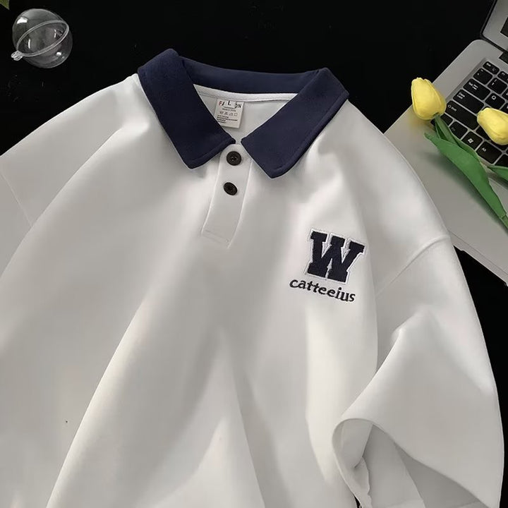 Herre polo shirt med kontrasterende krave og broderet logo Stilla