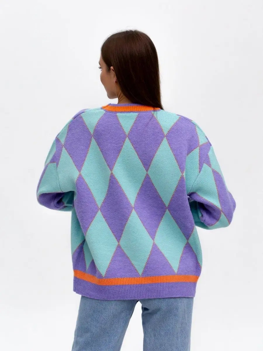 Femme Geometrisk Mønster Strikpullover Stilla
