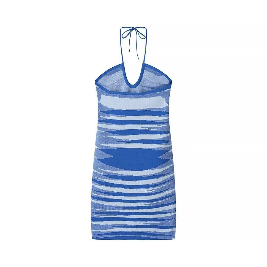 Dame Halterneck Strikket Mini Kjole Stilla