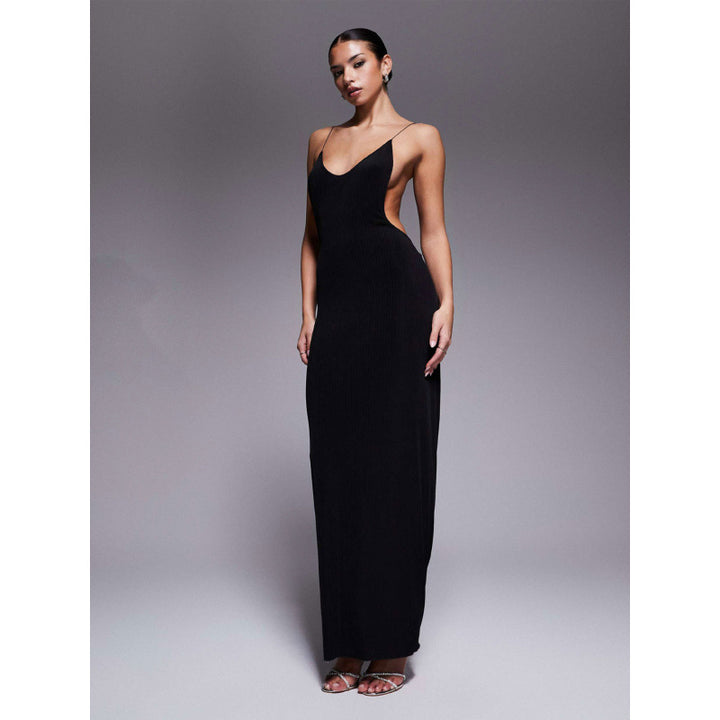 Damen Maxikleid mit tiefem V-Ausschnitt und seitlichen Cut-Outs Skovae