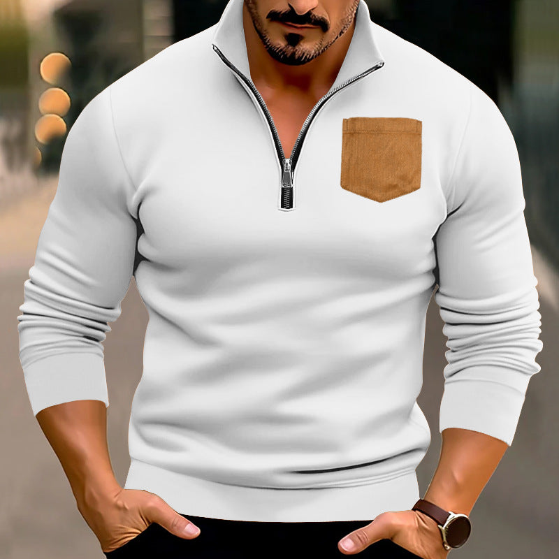 Herre mode sweatpullover med kvalitets halvlukning og praktisk brystlomme Stilla