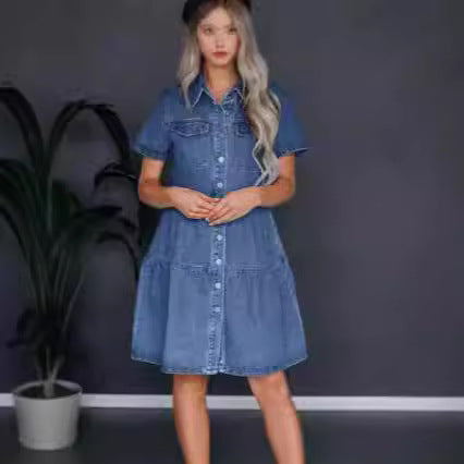 Femme Button-Up Denim Lagkædekjole Stilla