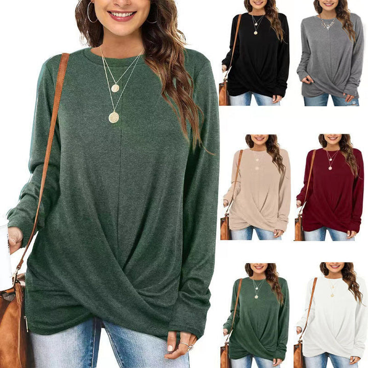Stilla | Trendy Rund Hals Lange Ærmer Twist Strik Bluse