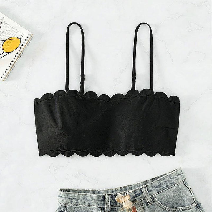 Dame Crop-Top med elegant bølgekant og justerbare stropper Stilla