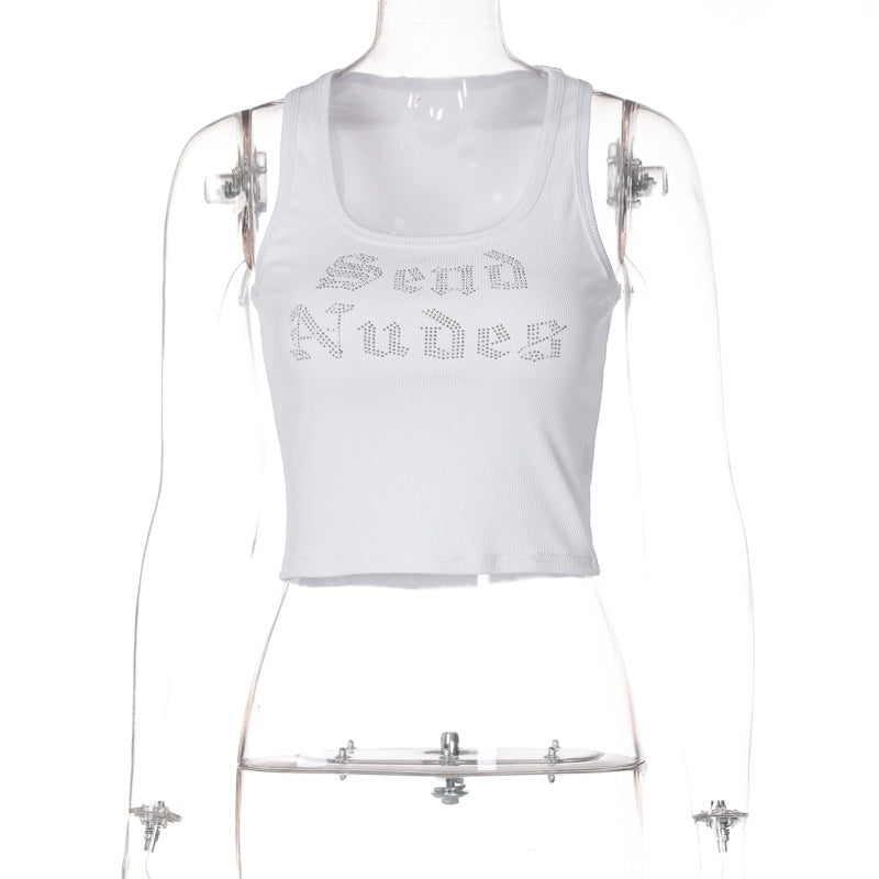 Dame Sporty Crop-Top med funklende strassdetaljer Stilla