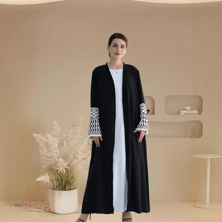Dame Kimono-Style Maxi-Kjole med kunstnerisk broderidesign Stilla