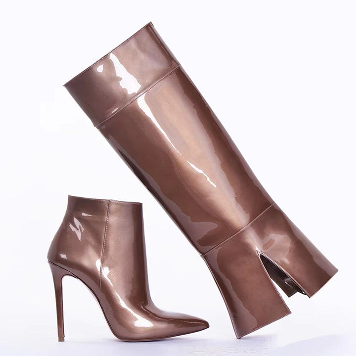 Femme Over-knæet Glinsende Stiletto Støvler Stilla 1749742256
