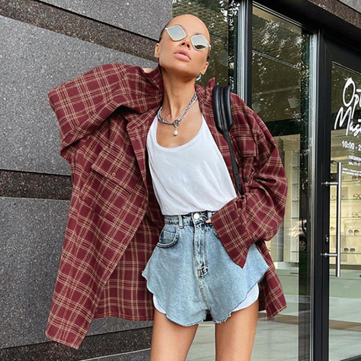 Damer Oversized Karo Shacket Stilla