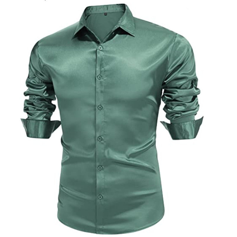 Herrer Elegant Satin Skjorte Stilla