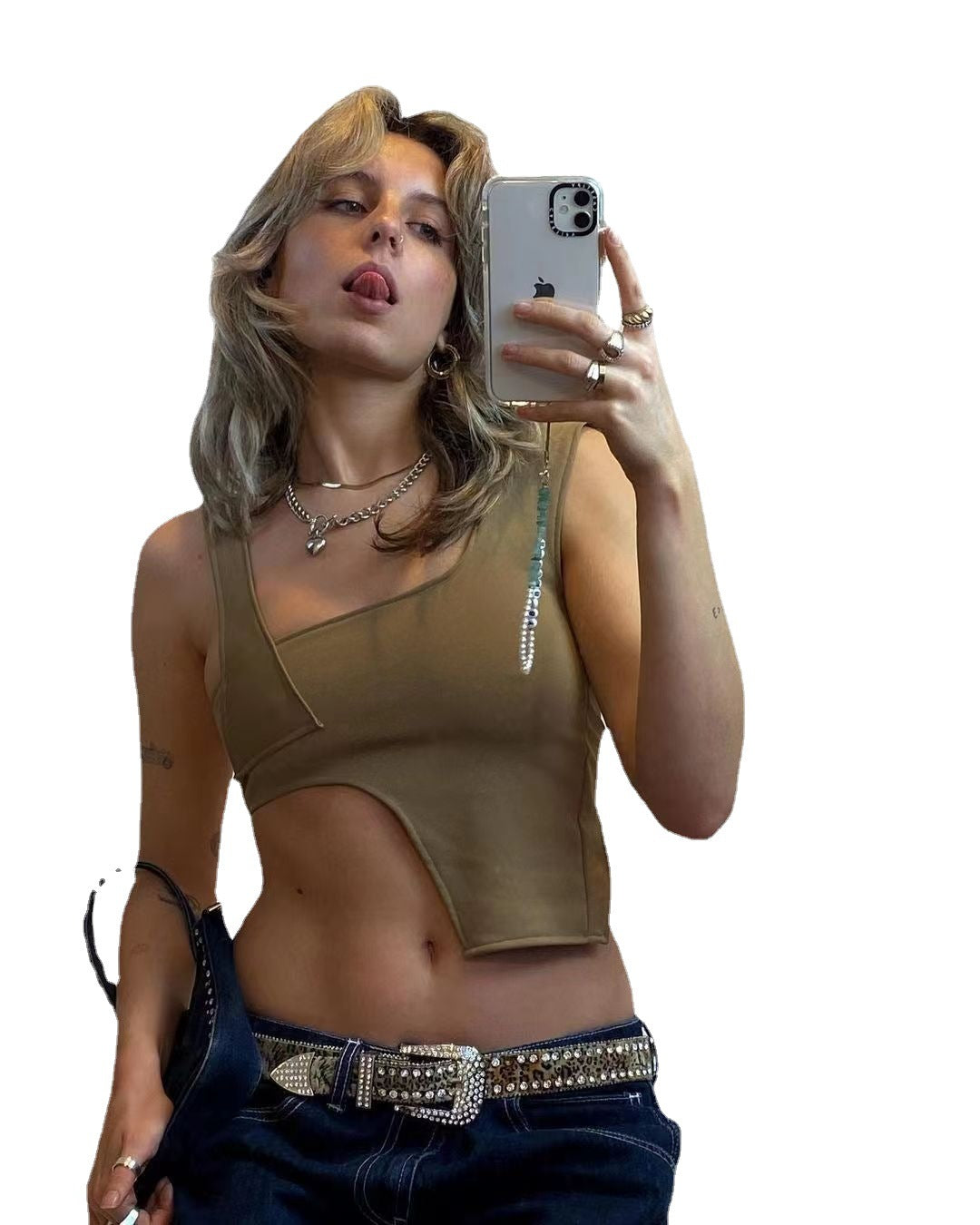 Dame Urban asymmetrisk Crop-Top Stilla