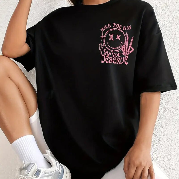 Damer afslappet T-shirt med iøjnefaldende statement-design Stilla