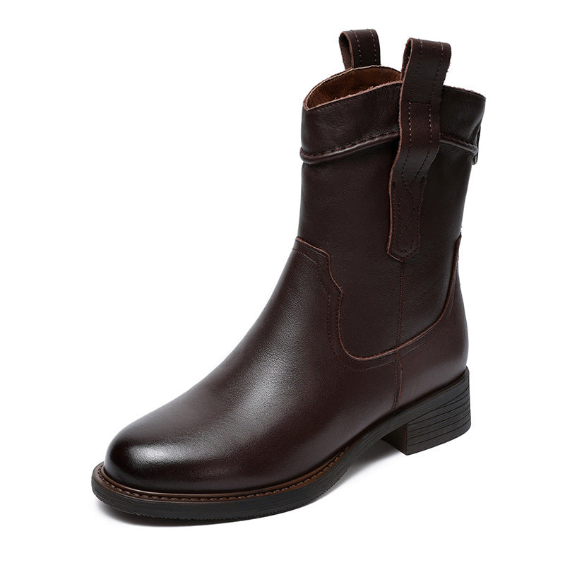 Dame Western Stil Læder Støvletter Stilla