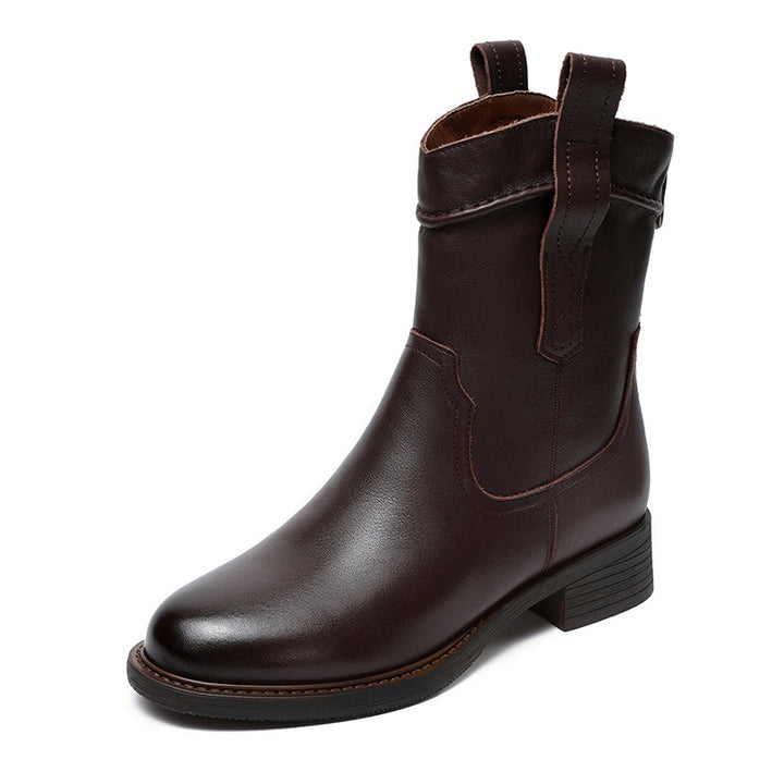 Dame Western Stil Læder Støvletter Stilla