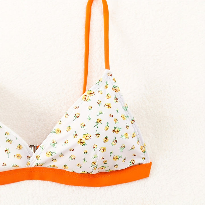 Dame bikini-sæt med blomsterprint og kontrasterende stropper Stilla
