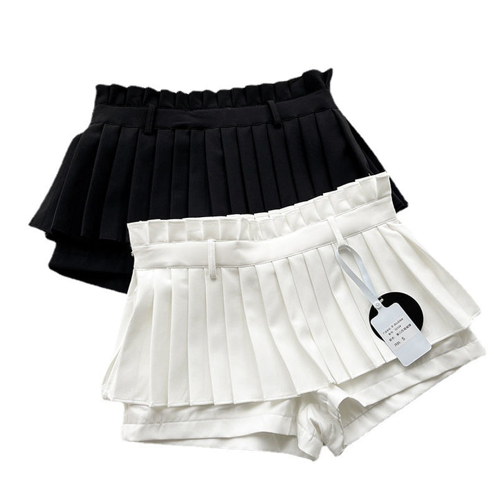 Dame Plissé-shorts med integreret underkjole og elastisk talje Stilla