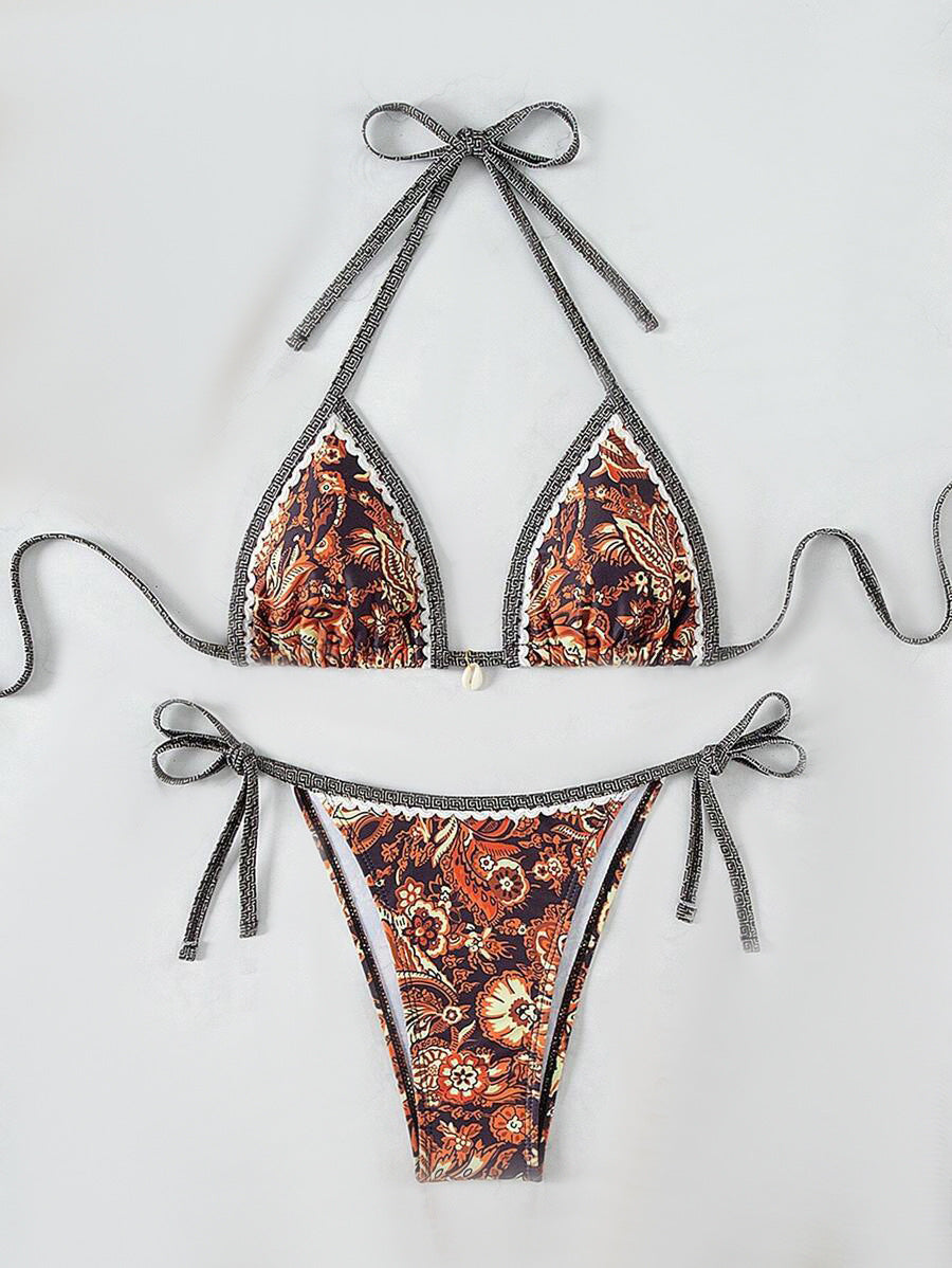 Dame trekantstring-bikini-sæt med justerbare bindinger Stilla