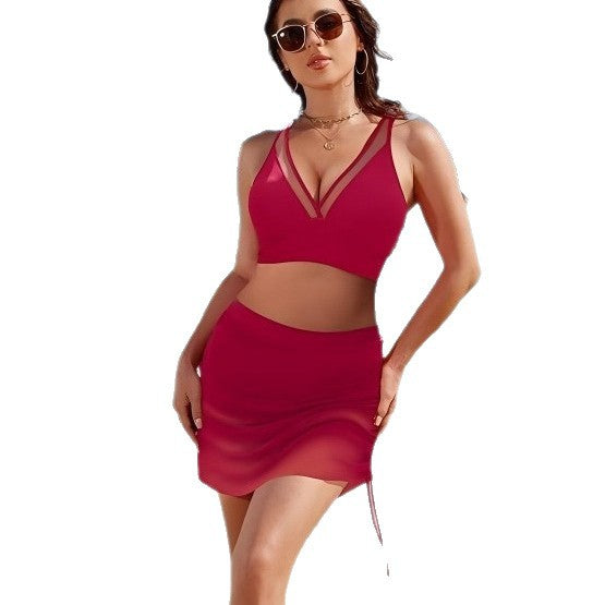 Dame bikini-sæt med gennemsigtigt overlay og justerbare stropper Stilla
