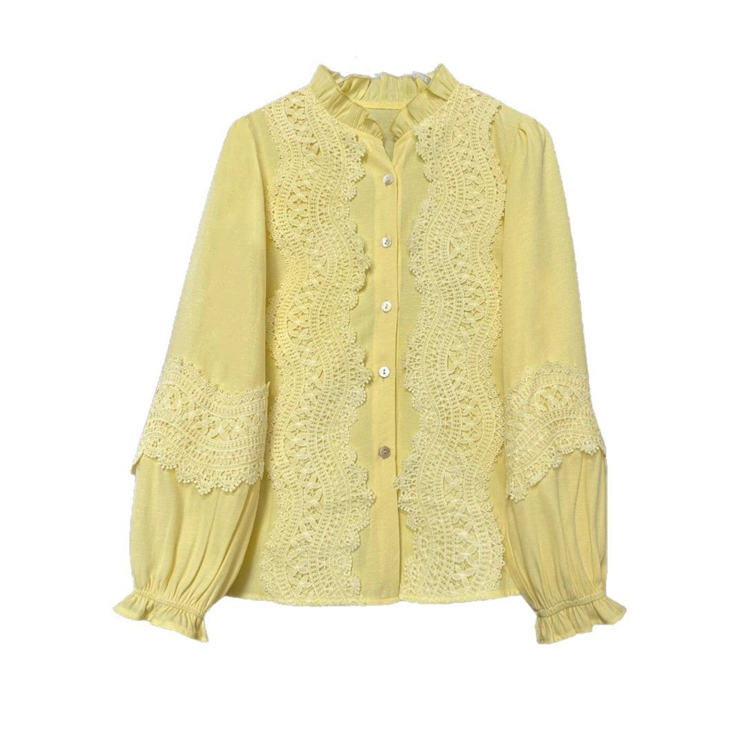 Femme Spidse Knap-Up Bluse Stilla