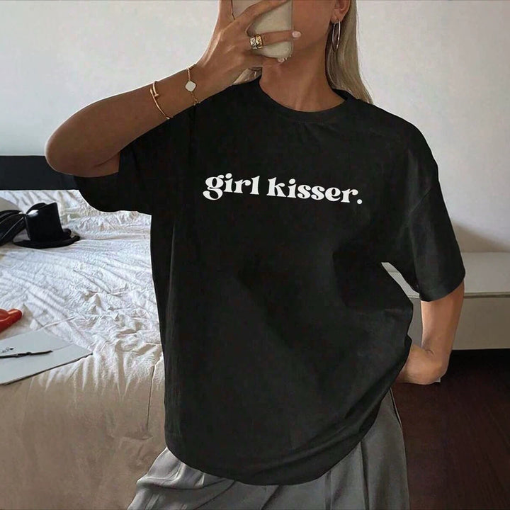 Dame Oversized T-shirt med kreativ tekst Skovae
