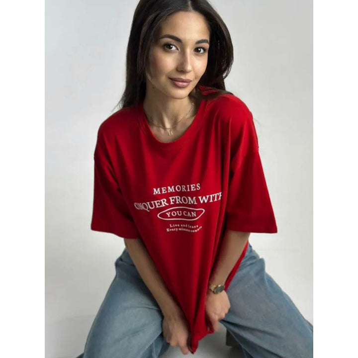 Dame T-shirt med inspirerende tekst og afslappet pasform Stilla