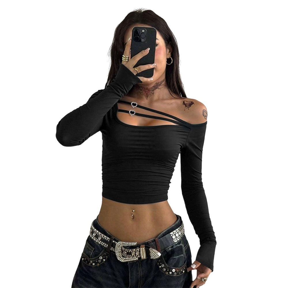 Dame elegant asymmetrisk top med raffinerede stropdetaljer Stilla