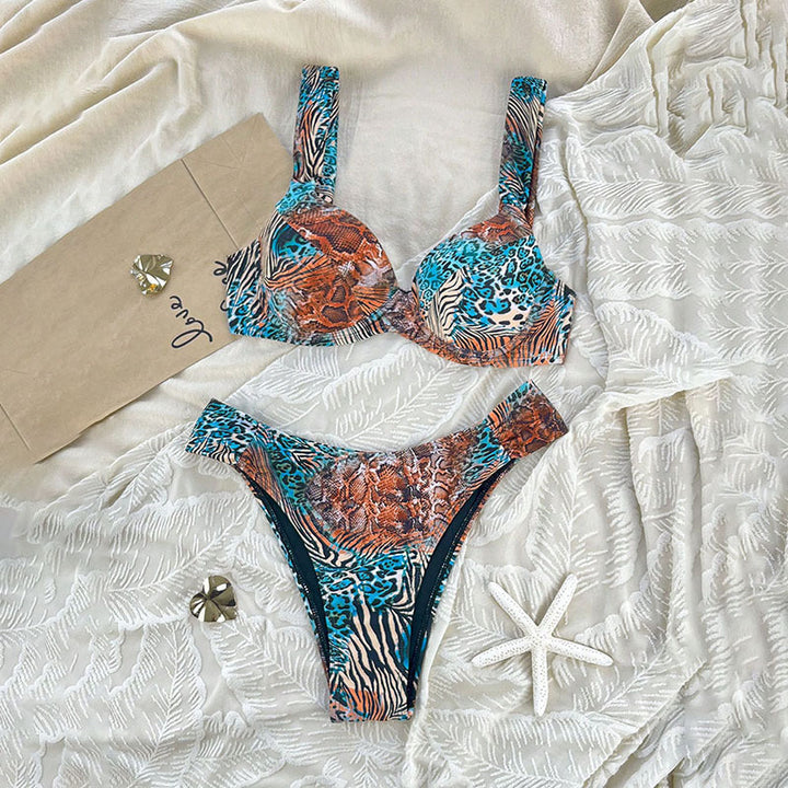 Damer Triangel-Bikini med innovativt dyremønster Skovae