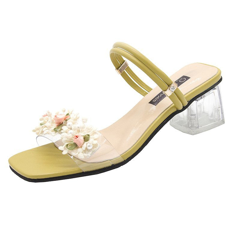 Dame Sandaletter med transparent rem og florale accenter Stilla
