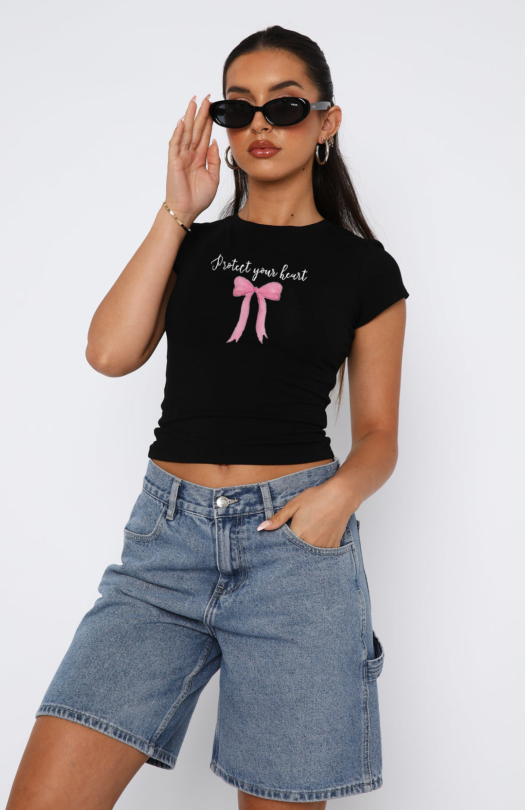 Dame behageligt crop-top med moderne print Skovae
