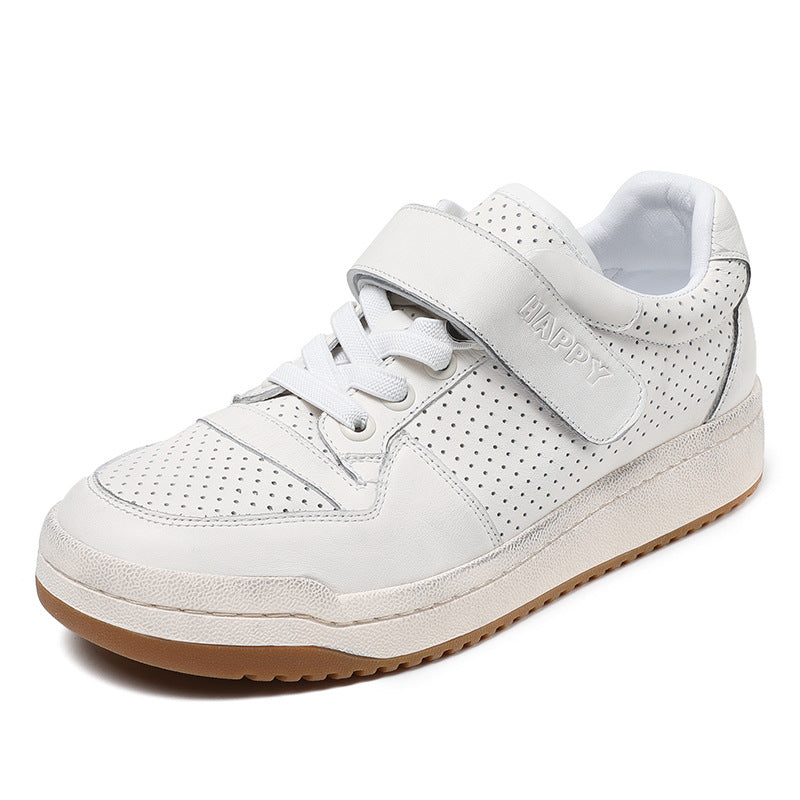 Herre perforerede læder sport sneakers med velcro Stilla