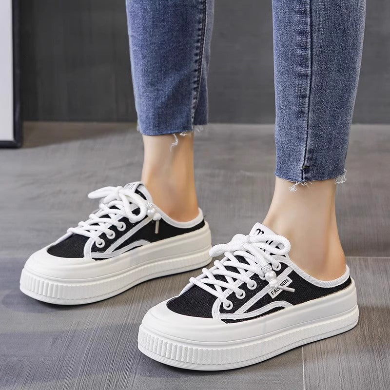 Dame Sneaker-Pantoletten i luftig mesh-design med moderne plateau sål Stilla